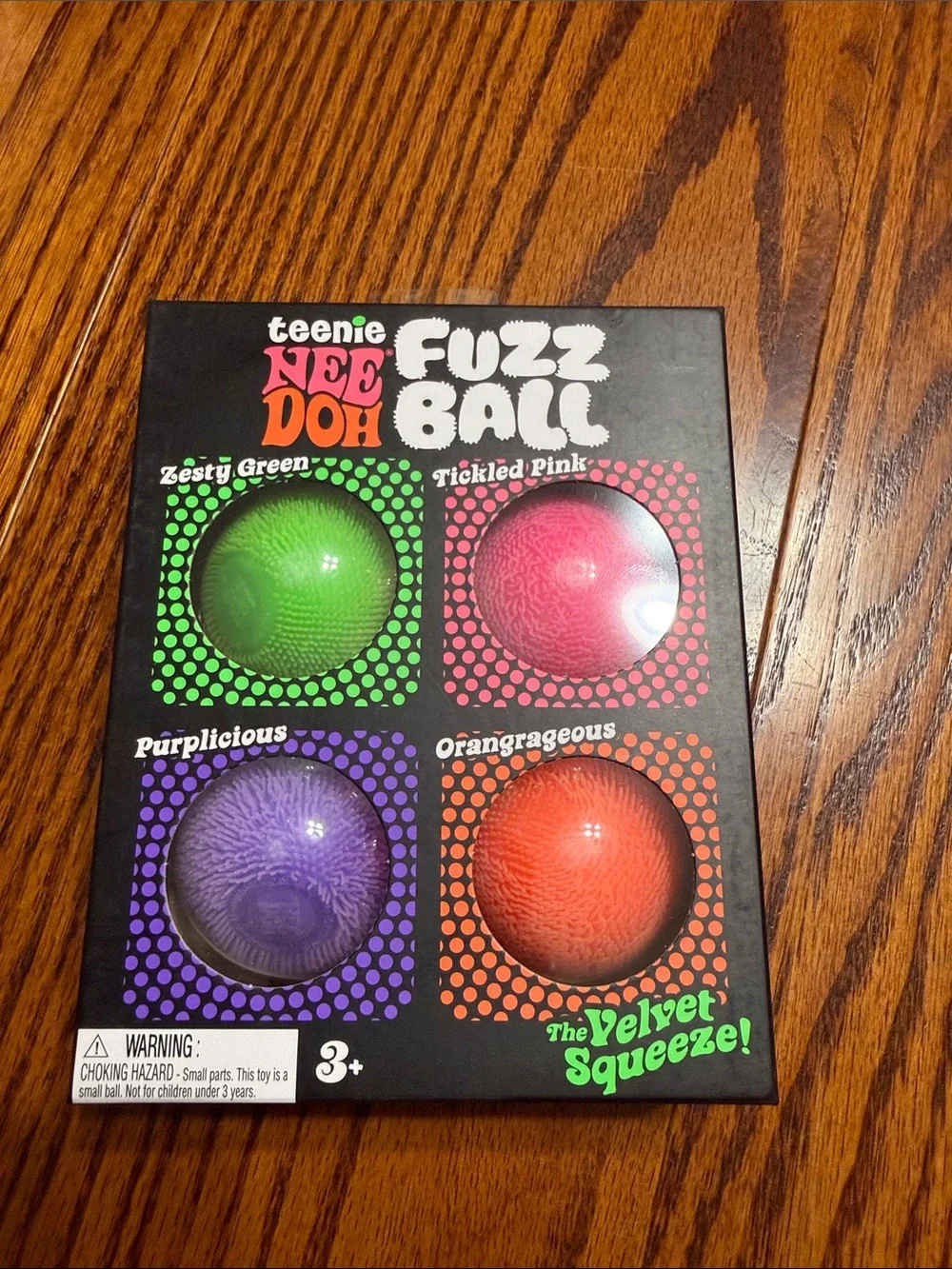 Teenie Nee Doh Fuzz Ball 4-Pack - Green, Pink, Purple, Orange